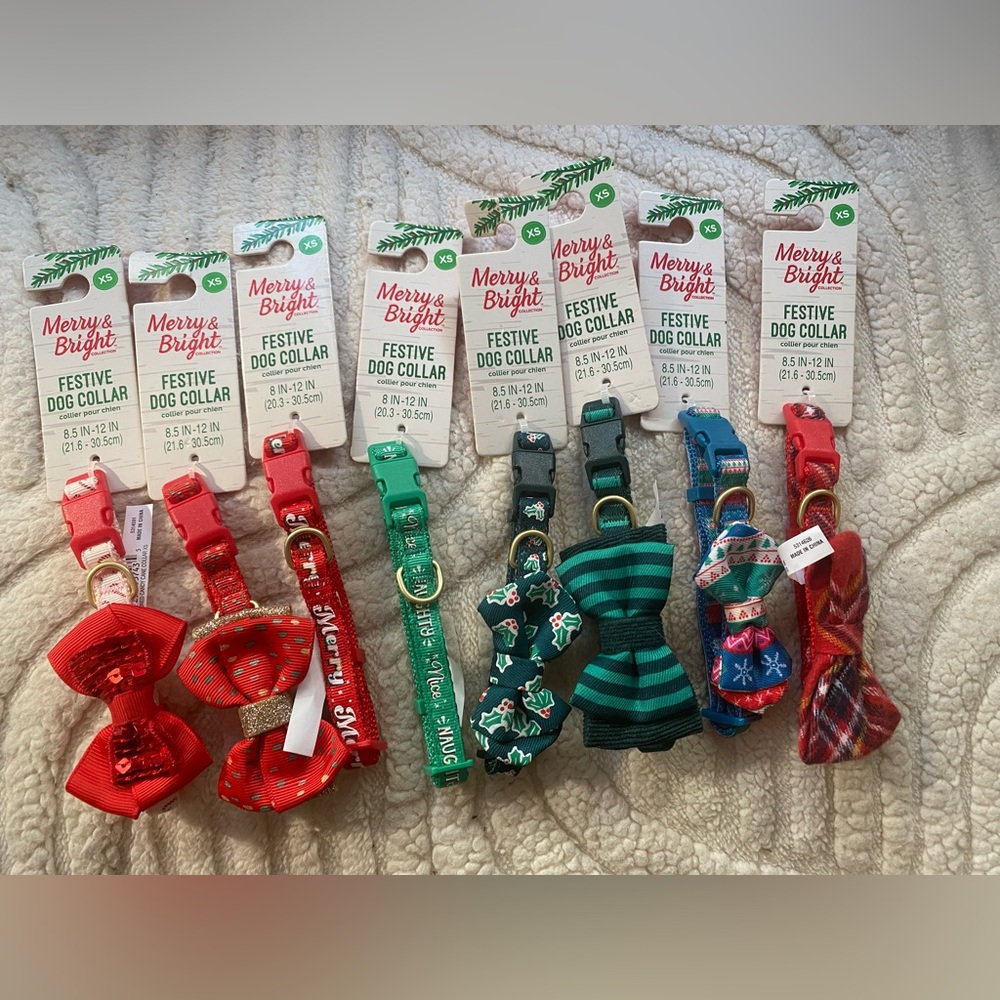 Lot of Festive Dog Collar Set (8)